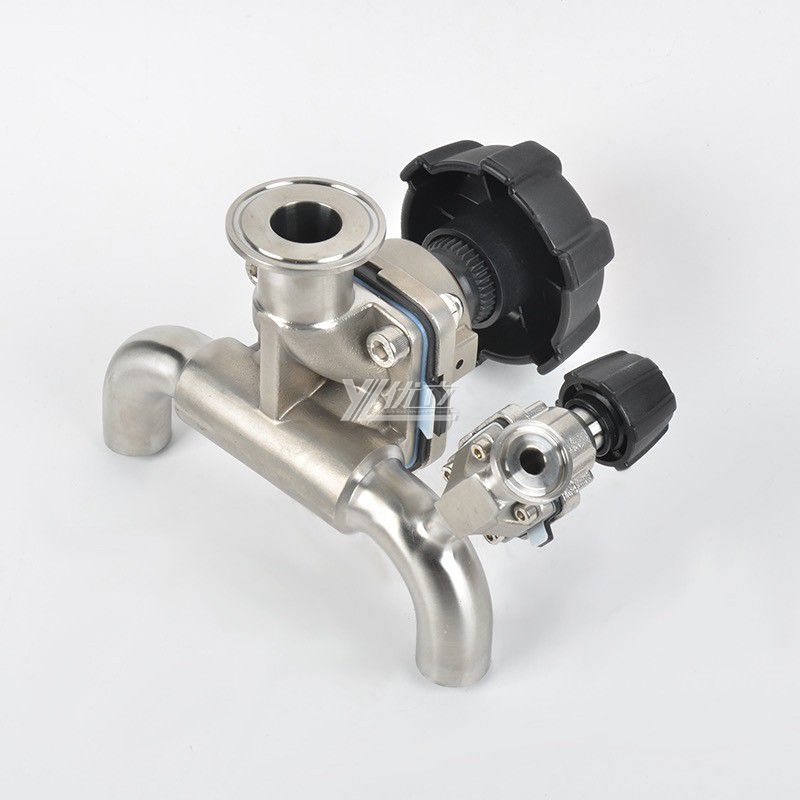 YOULI Hygienic Food Grade Sanitary Stainless Steel 316L with Sample U Type 3 Way Butt Welded Tri-Clamped Diaphragm Valve