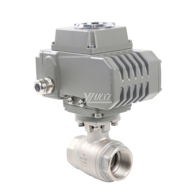 YOULI NPT BSP 1.6-10mpa High Temperature Stainless Steel 304 316 DC24V Motorized Electric Actuator 2 Piece Thread Ball Valve