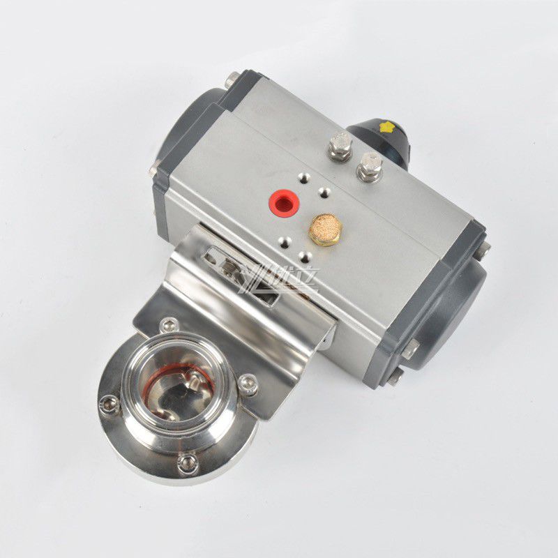 YOULI  Hygienic Food Grade Stainless Steel Single Acting 304 316 Sanitary Pneumatic Actuator Tri Clamped Butterfly Valve