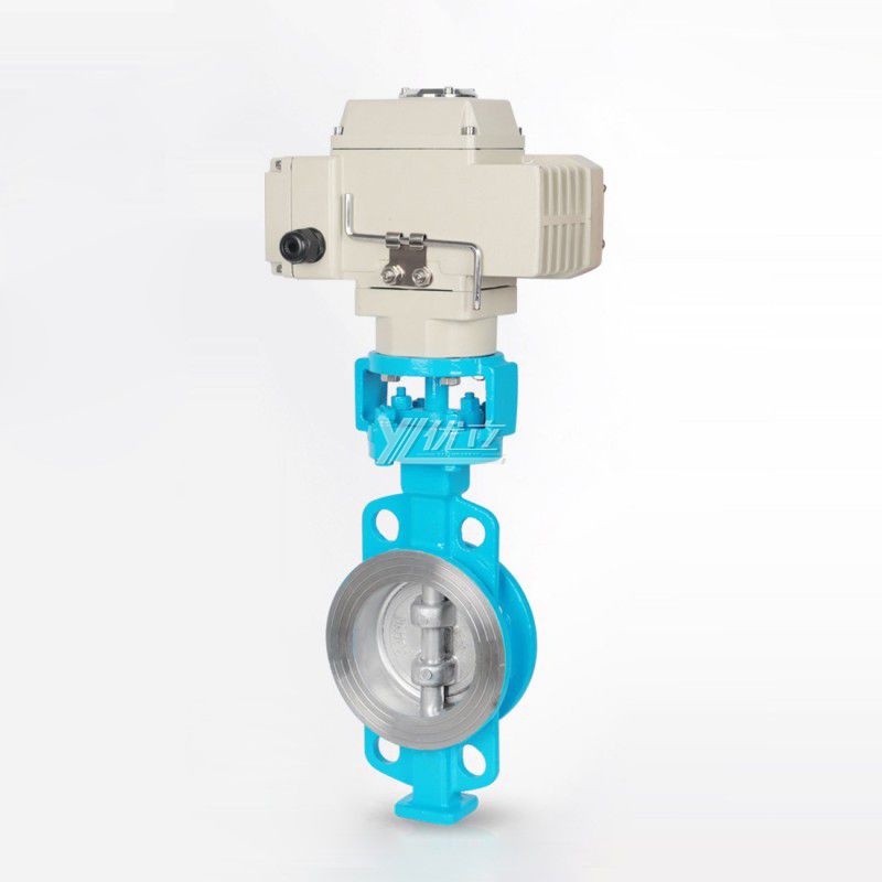 YOULI ANSI 150LB 304 316 Carbon Steel Pn16 WCB  DC24V Metal Seal High Temperature Electric Actuator Wafer butterfly Valve