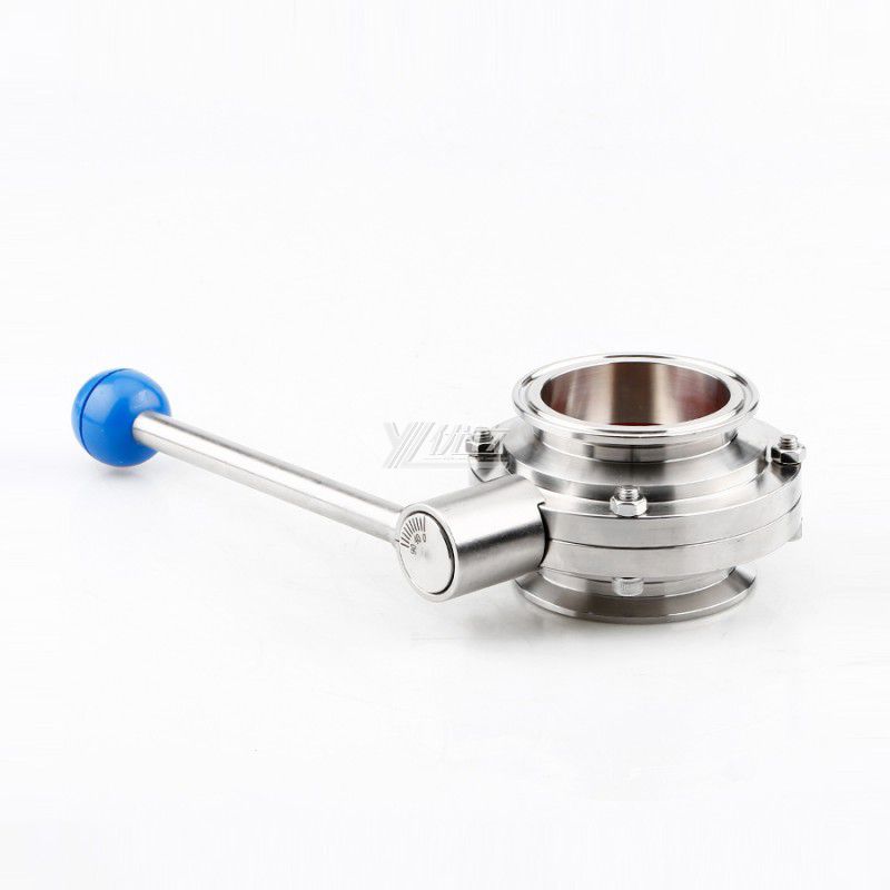 YOULI Hygienic Food Grade Stainless Steel 3A/SMS/DIN 304 316L Silicon with Scale Sanitary Manual Tri Clamped Butterfly Valve