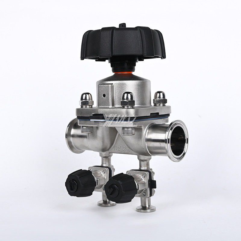 YOULI Hygienic Food Grade Sanitary Stainless Steel 316L Biological with Double Sample Straight Tri Clamped Diaphragm Valve