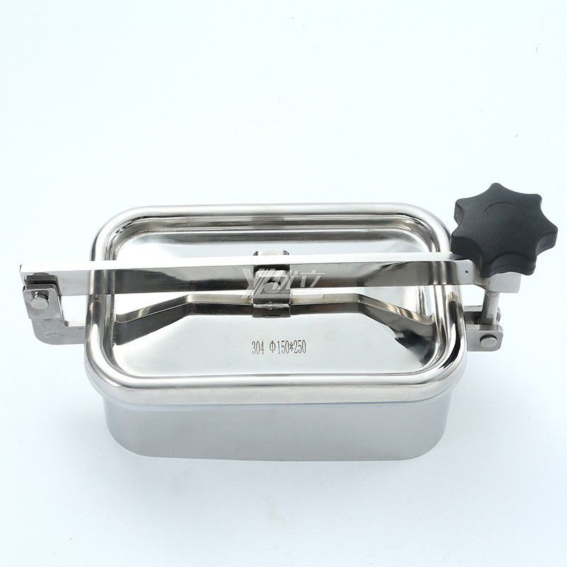 YOULI Hygienic Food Grade SS 304 316L Stainless Steel Fermenter Cover Pressure Tanks Sanitary Single Hand Rectangular Manhole Manway