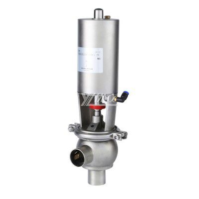 YOULI Hygienic Food Grade Sanitary Stainless Steel 304 316L Feedback signal Pneumatic L Type Butt Welded Cut-off Stop Valve