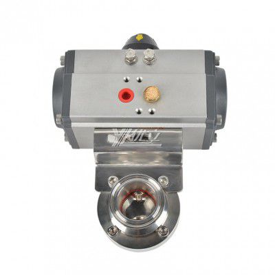 YOULI  Hygienic Food Grade Stainless Steel Single Acting 304 316 Sanitary Pneumatic Actuator Tri Clamped Butterfly Valve