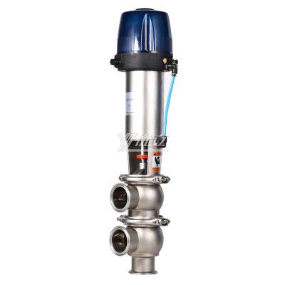 YOULI Hygienic Food Grade Sanitary Stainless Steel 304 316L Intelligent Pneumatic LL Type Tri Clamped  Reversing Divert Valve